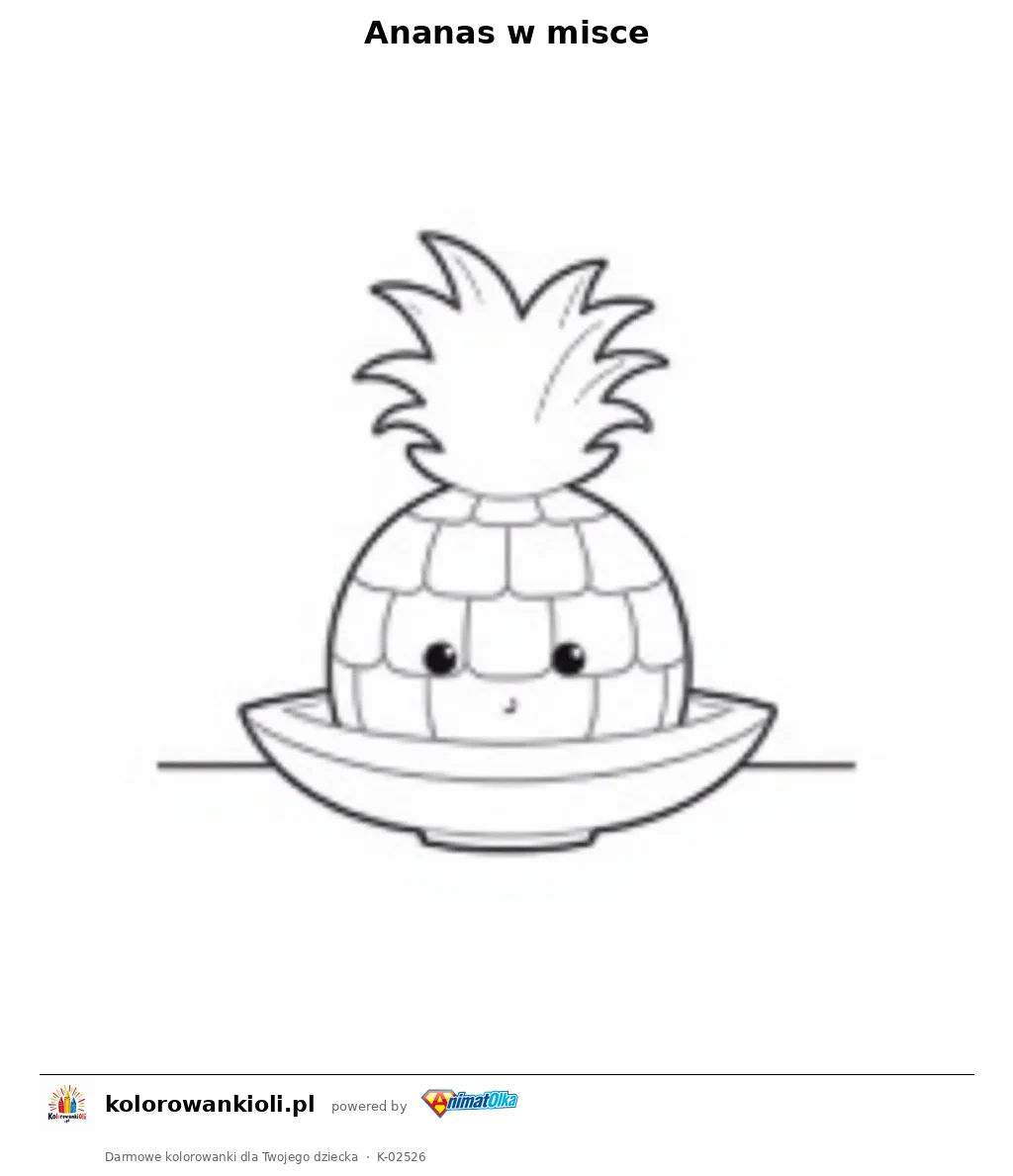 Ananas w misce — kolorowanka do wydruku dla dzieci