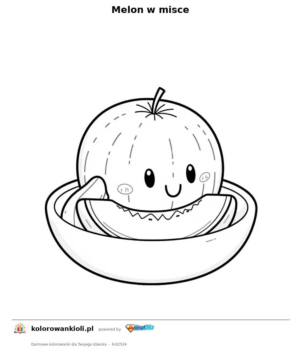 Melon w misce — kolorowanka do wydruku dla dzieci