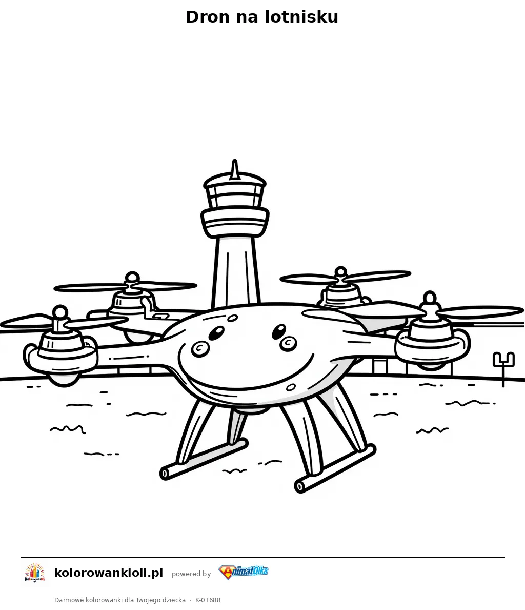 Dron na lotnisku — kolorowanka do wydruku dla dzieci
