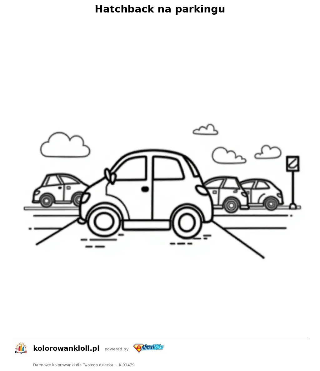 Hatchback na parkingu — kolorowanka do wydruku dla dzieci
