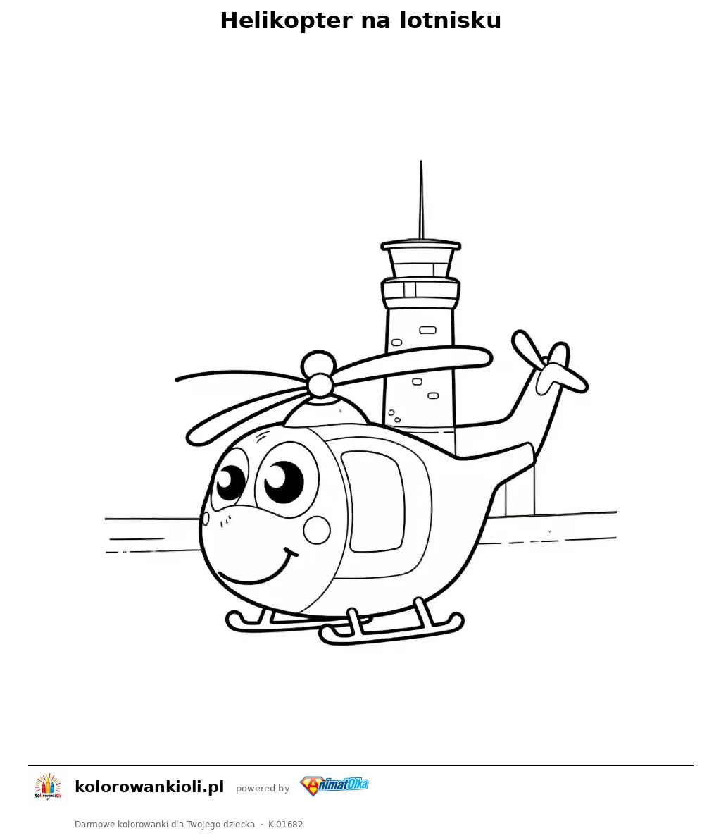 Helikopter na lotnisku — kolorowanka do wydruku dla dzieci
