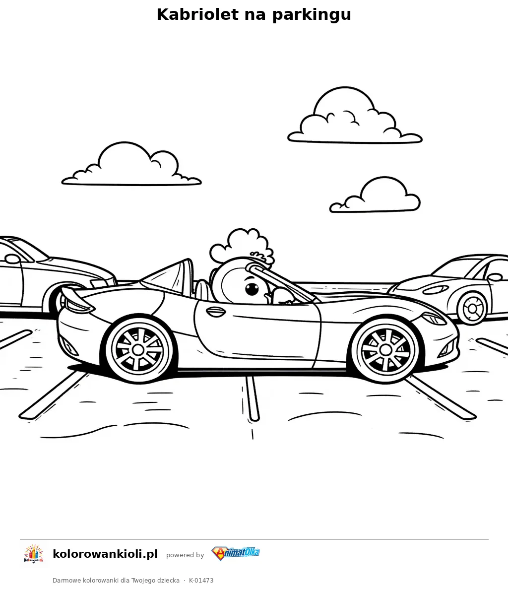 Kabriolet na parkingu — kolorowanka do wydruku dla dzieci