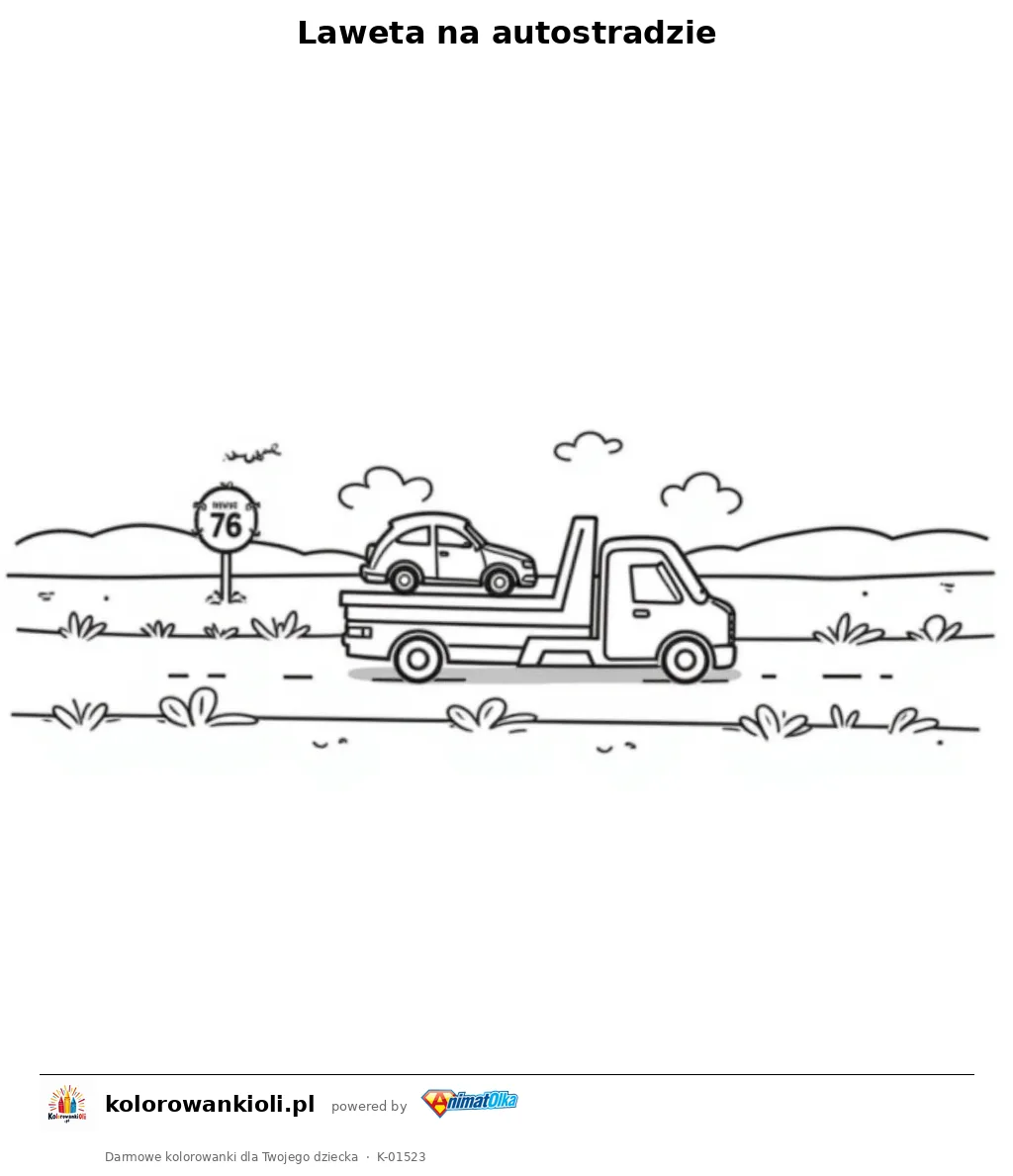 Laweta na autostradzie — kolorowanka do wydruku dla dzieci