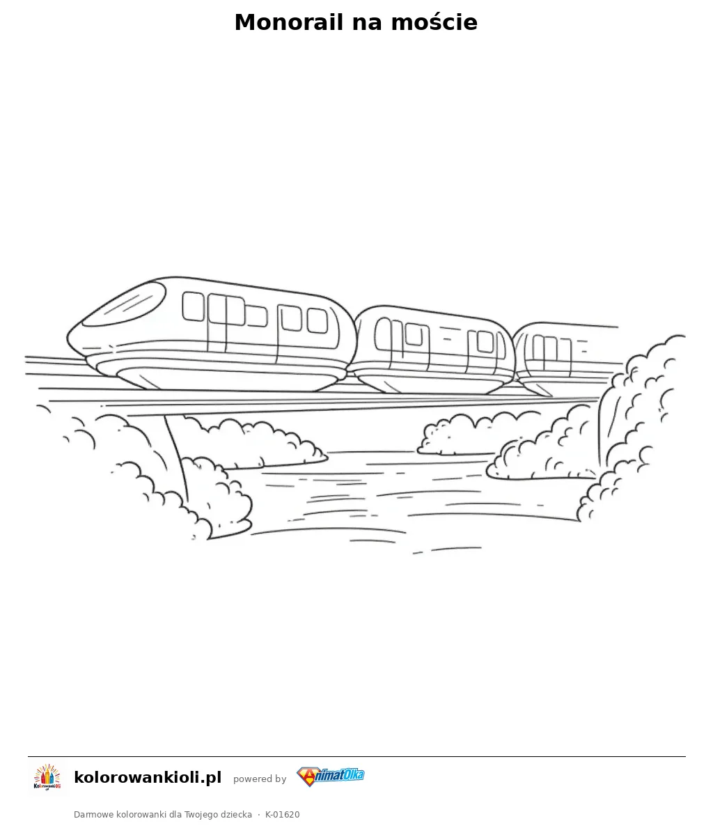 Monorail na moście — kolorowanka do wydruku dla dzieci