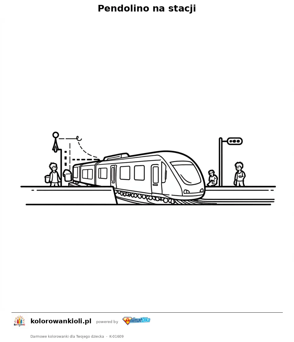 Pendolino na stacji — kolorowanka do wydruku dla dzieci