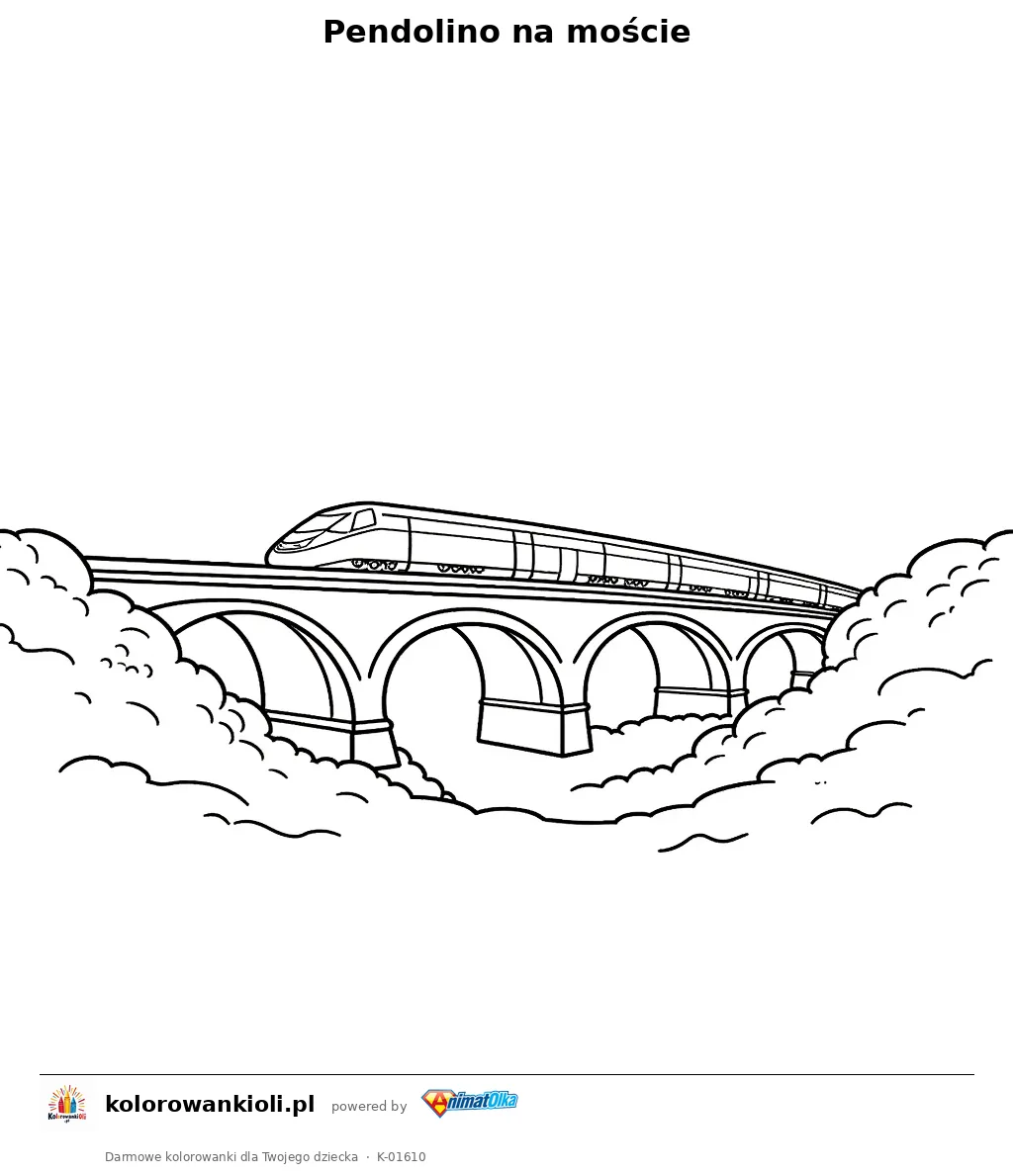 Pendolino na moście — kolorowanka do wydruku dla dzieci