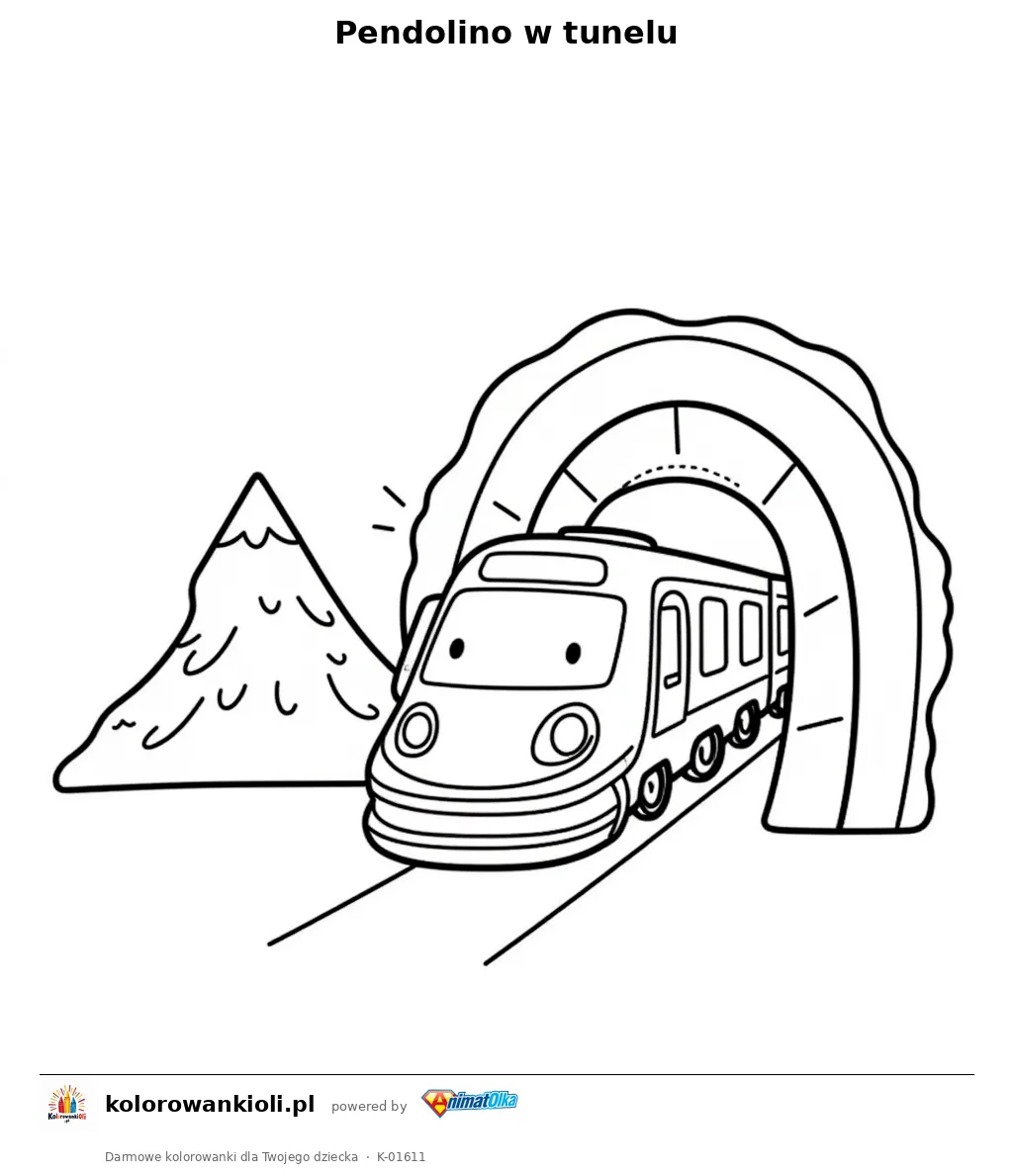 Pendolino w tunelu — kolorowanka do wydruku dla dzieci