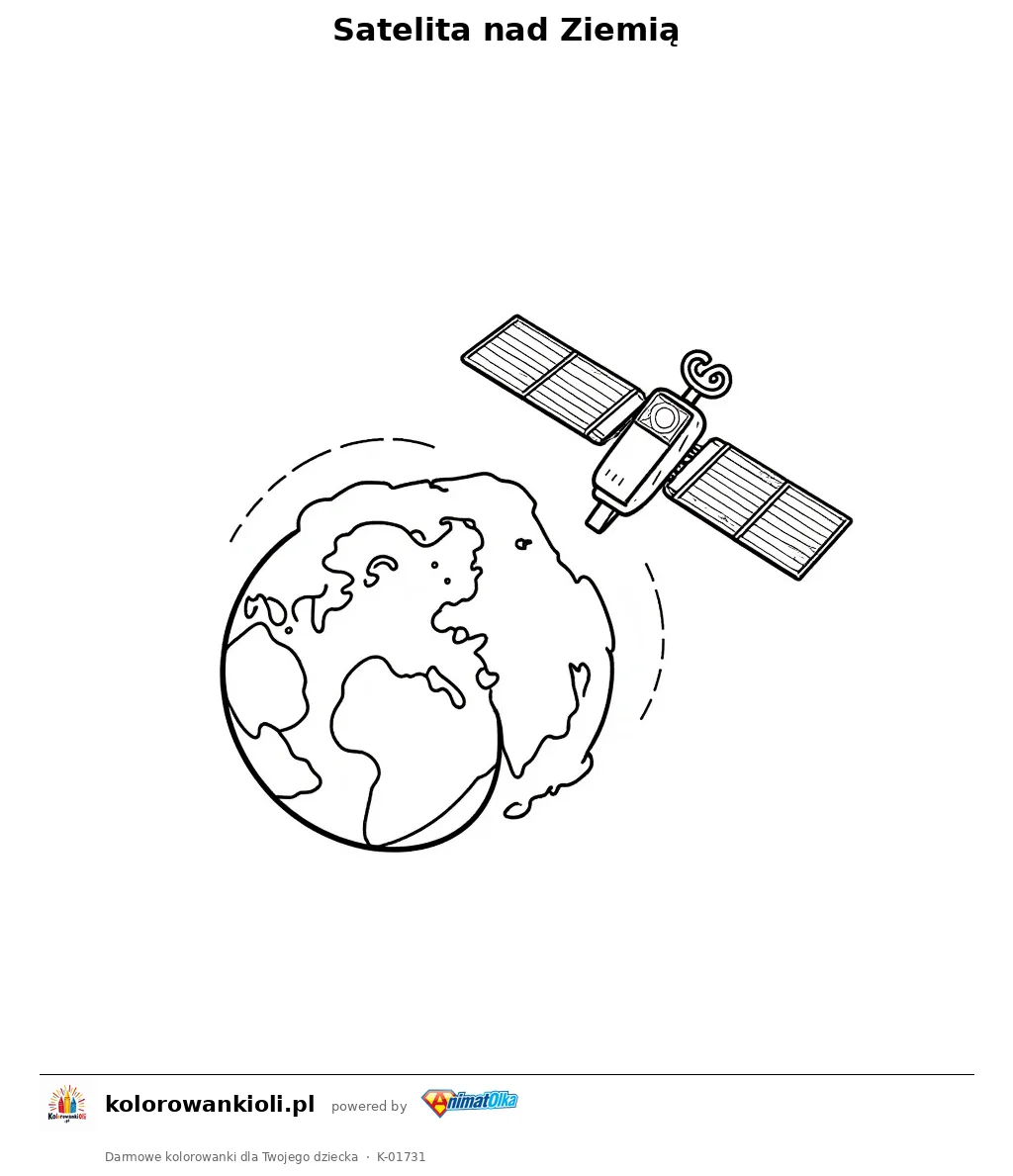 Satelita nad Ziemią — kolorowanka do wydruku dla dzieci