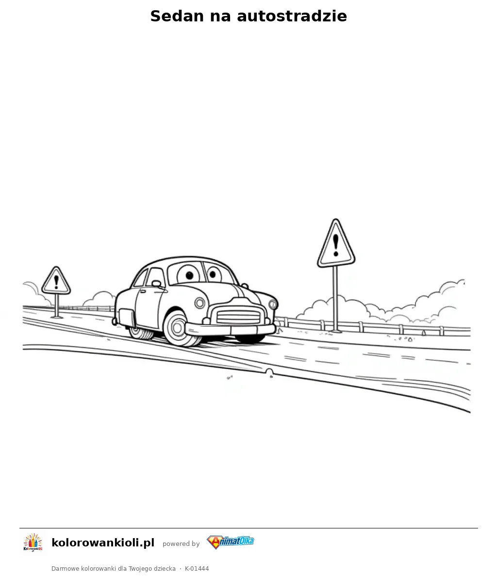 Sedan na autostradzie — kolorowanka do wydruku dla dzieci