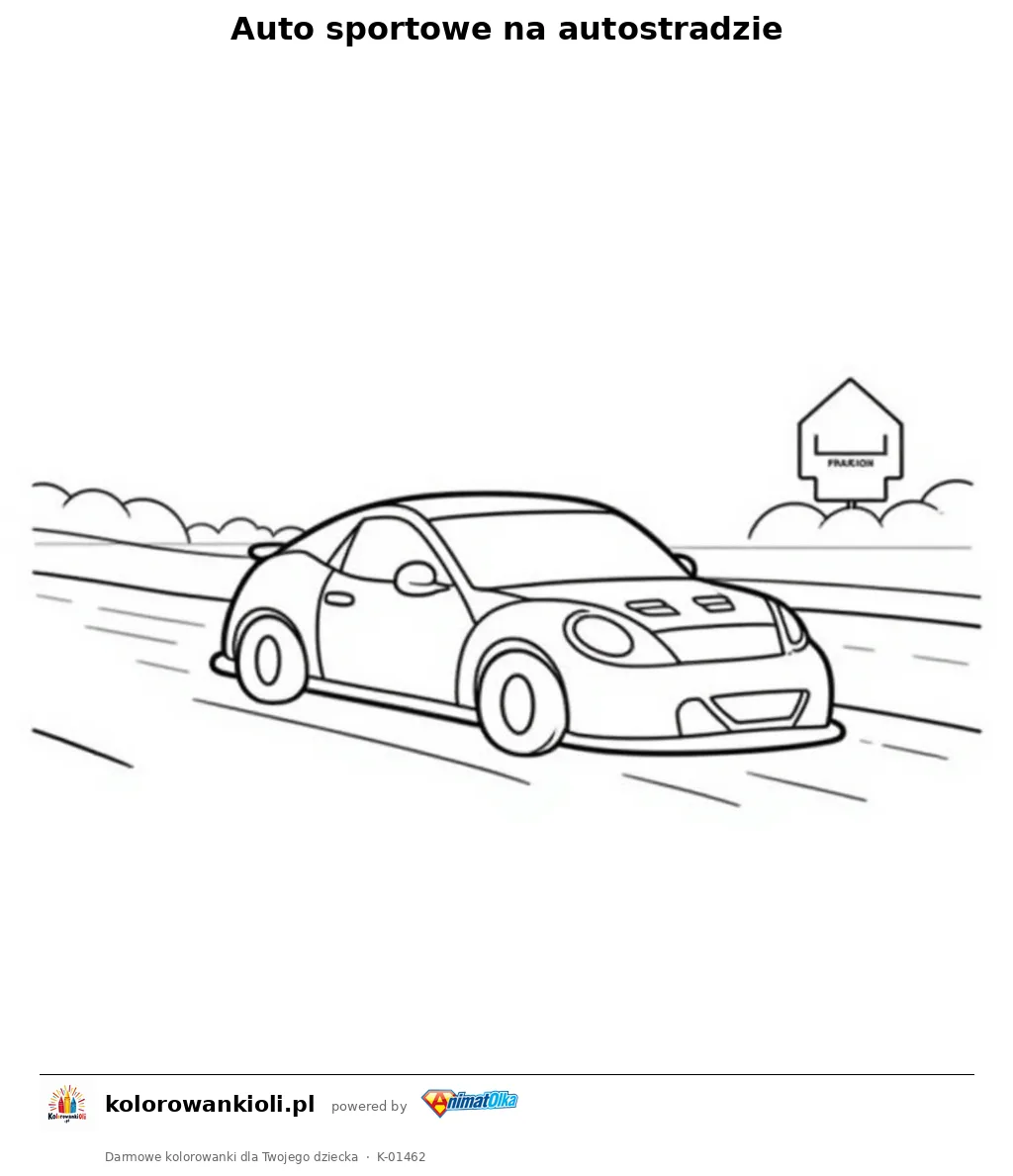 Auto sportowe na autostradzie — kolorowanka do wydruku dla dzieci