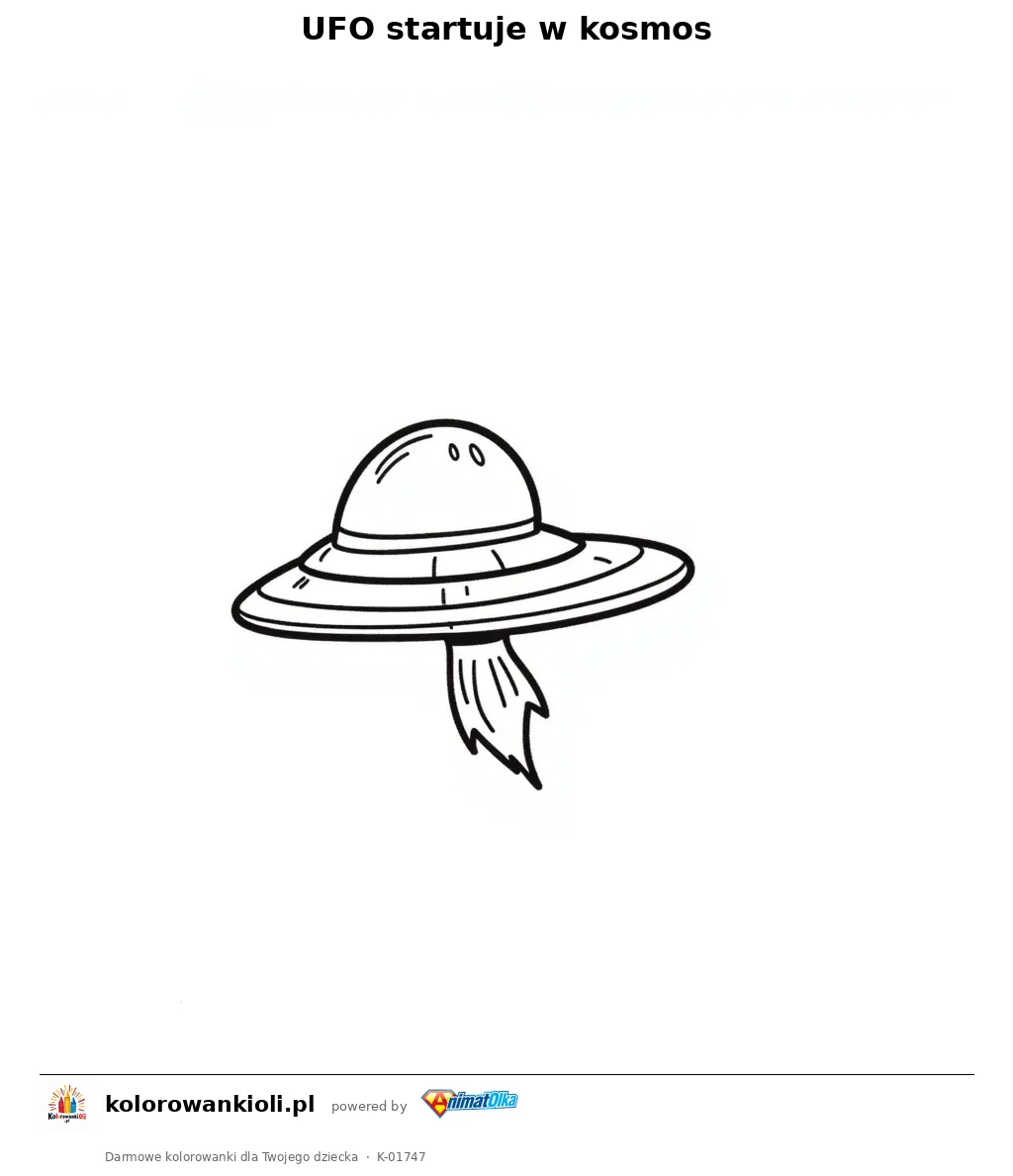 UFO startuje w kosmos — kolorowanka do wydruku dla dzieci