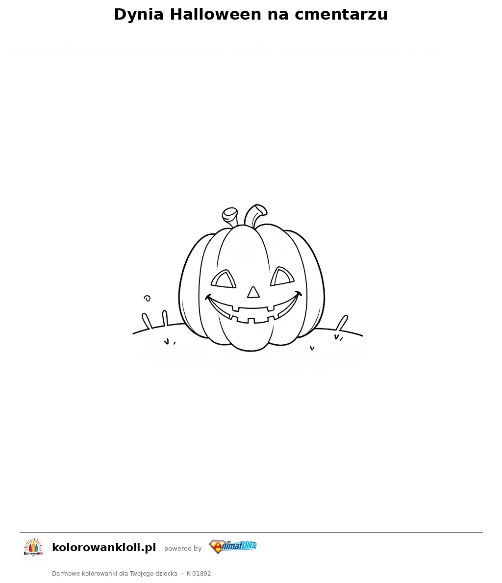 Dynia Halloween na cmentarzu — kolorowanka do wydruku dla dzieci
