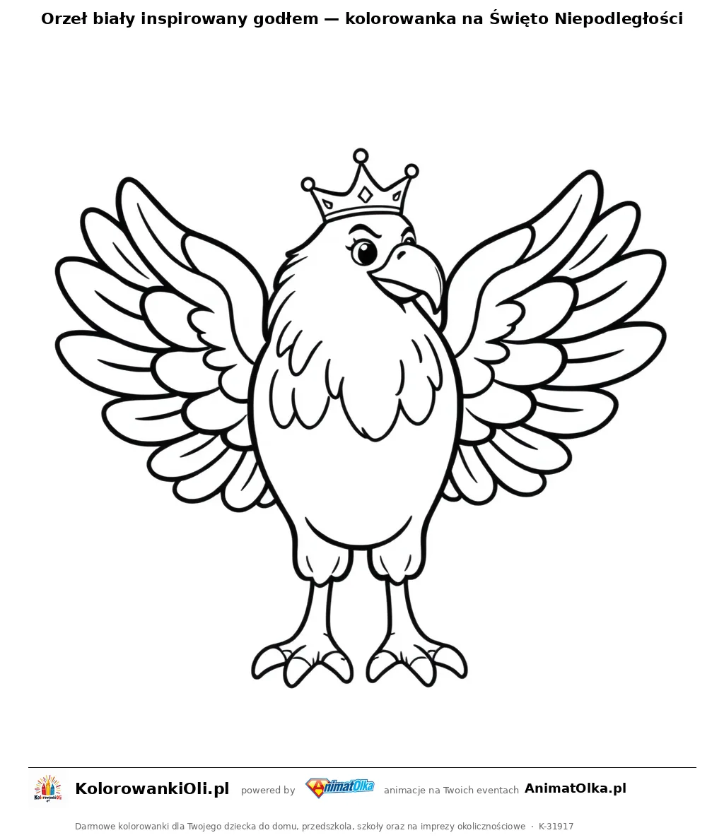 Orzeł biały inspirowany godłem — kolorowanka na Święto Niepodległości — kolorowanka na 11 listopada do wydruku