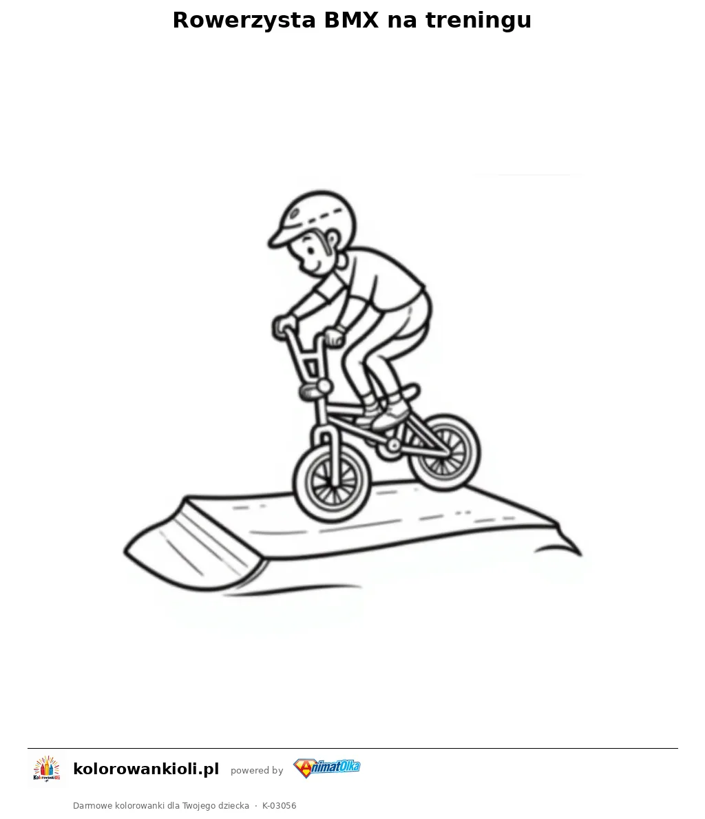 Rowerzysta BMX na treningu — kolorowanka do wydruku dla dzieci