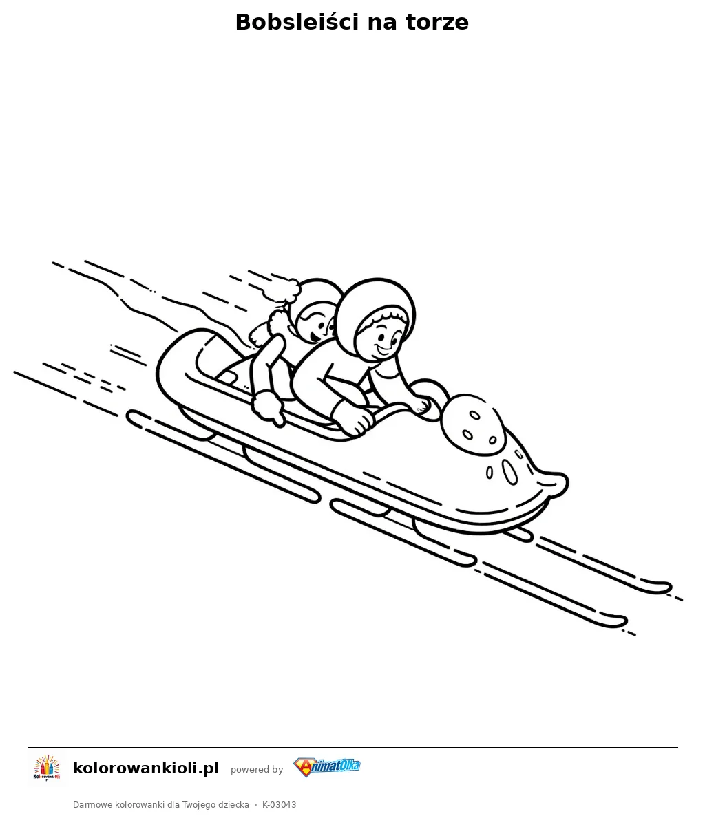 Bobsleiści na torze — kolorowanka do wydruku dla dzieci