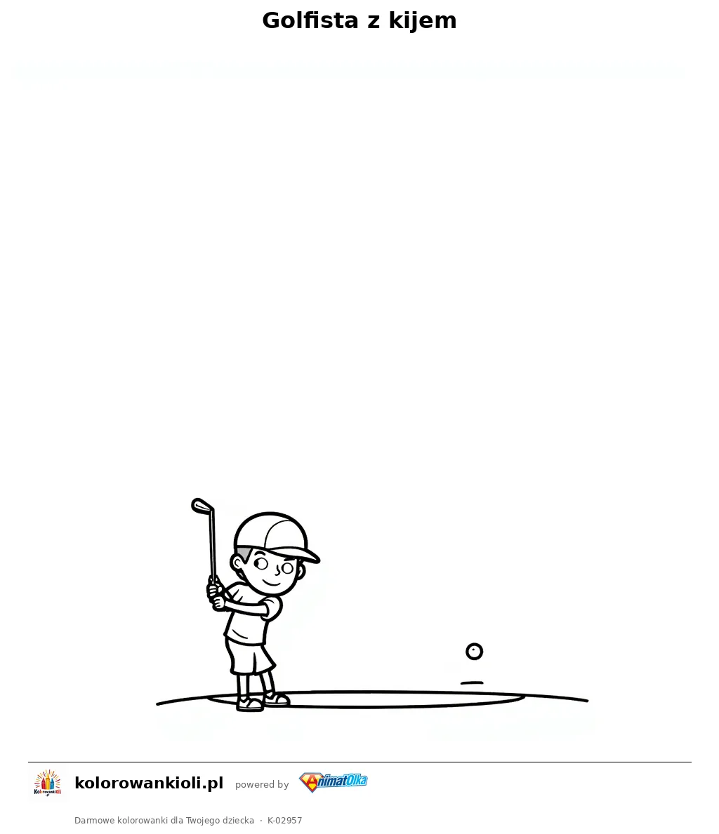 Golfista z kijem — kolorowanka do wydruku dla dzieci