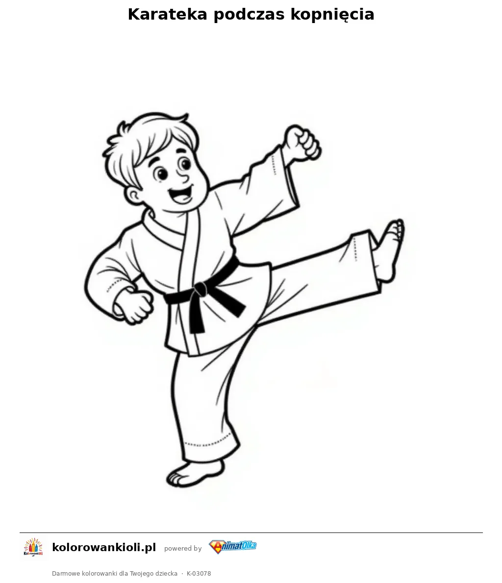 Karateka podczas kopnięcia — kolorowanka do wydruku dla dzieci