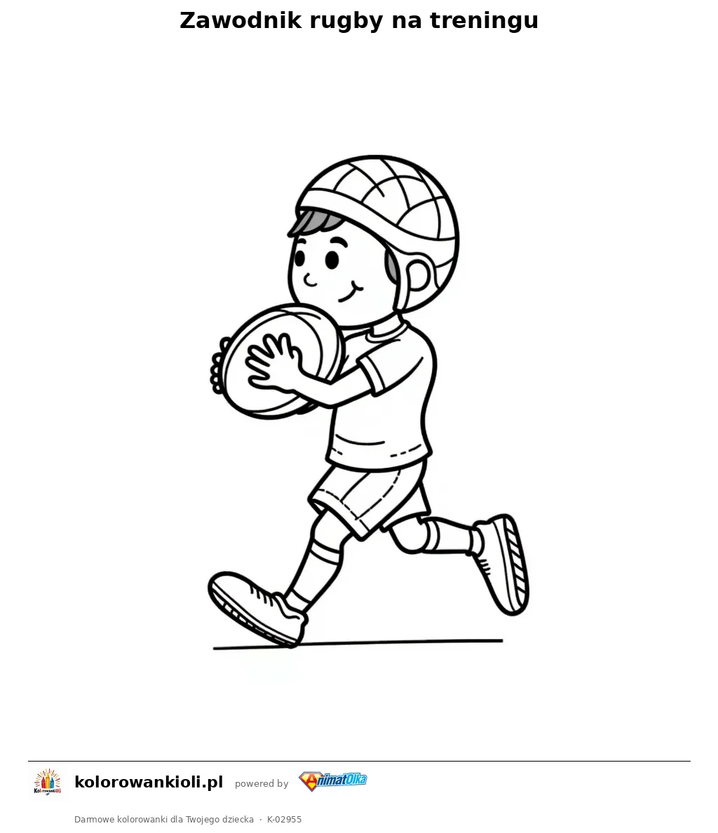 Zawodnik rugby na treningu — kolorowanka do wydruku dla dzieci