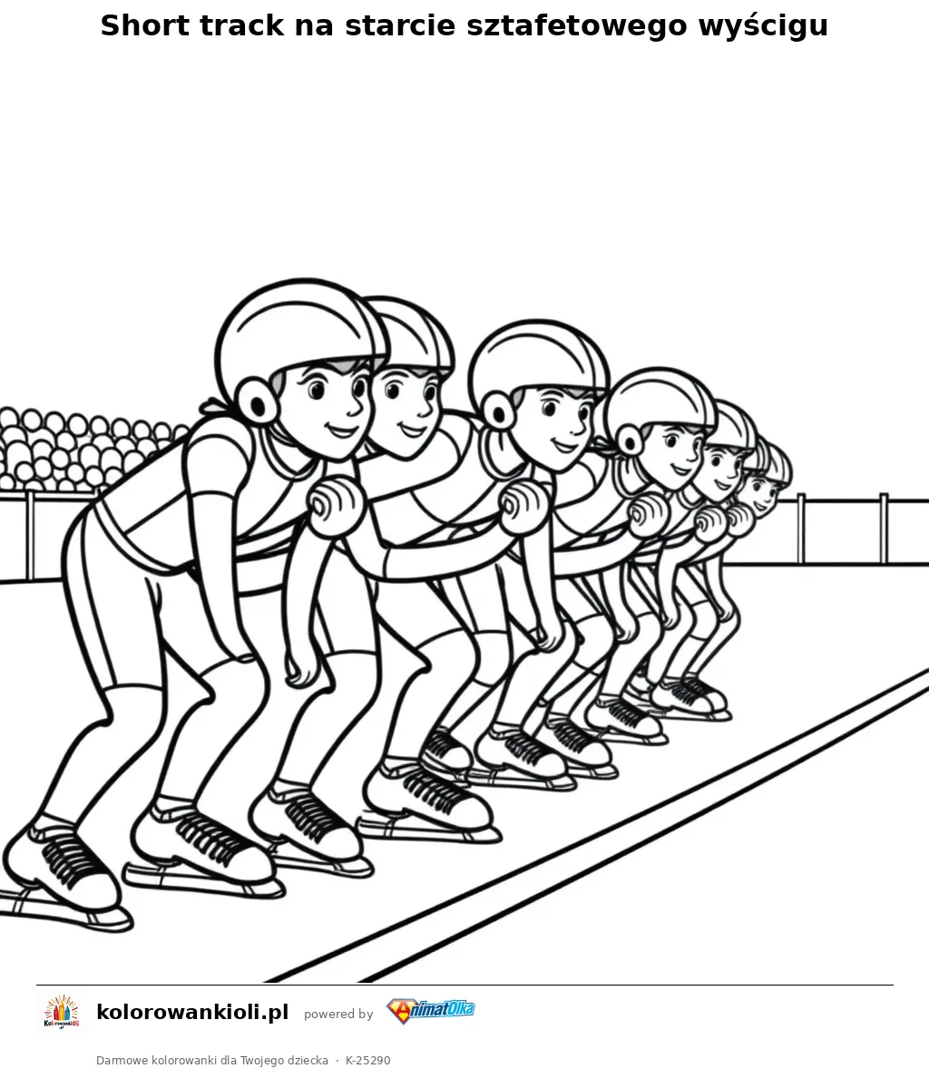 Short track na starcie sztafetowego wyścigu — kolorowanka do wydruku dla dzieci