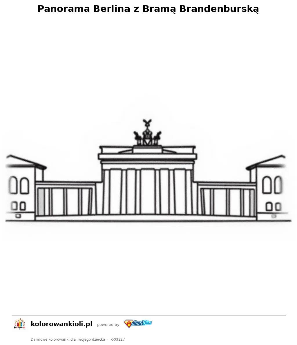 Panorama Berlina z Bramą Brandenburską — kolorowanka do wydruku dla dzieci