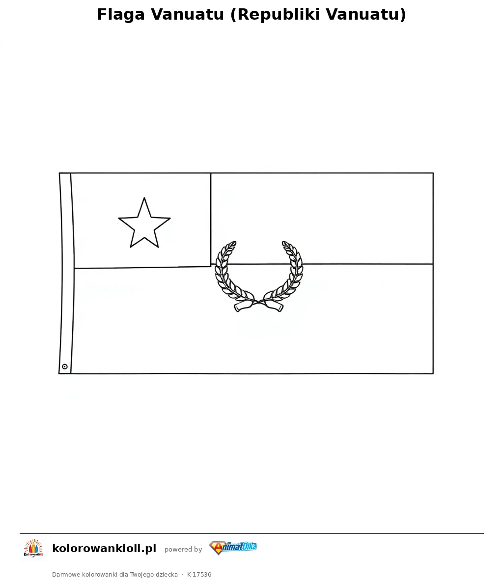 Flaga Vanuatu (Republiki Vanuatu) — kolorowanka do wydruku dla dzieci