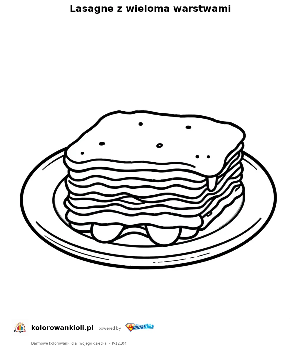 Lasagne z wieloma warstwami — kolorowanka do wydruku dla dzieci