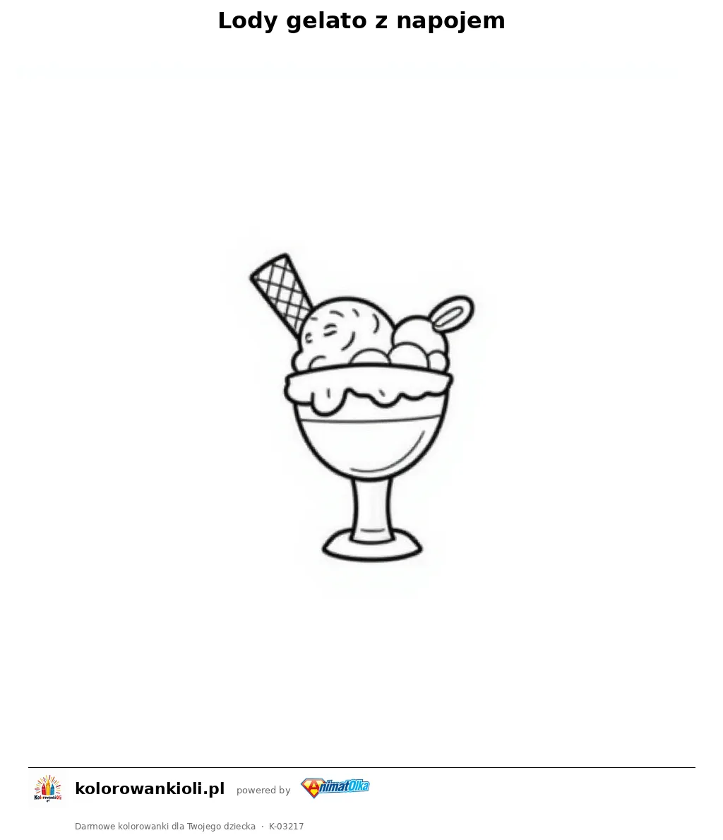 Lody gelato z napojem — kolorowanka do wydruku dla dzieci
