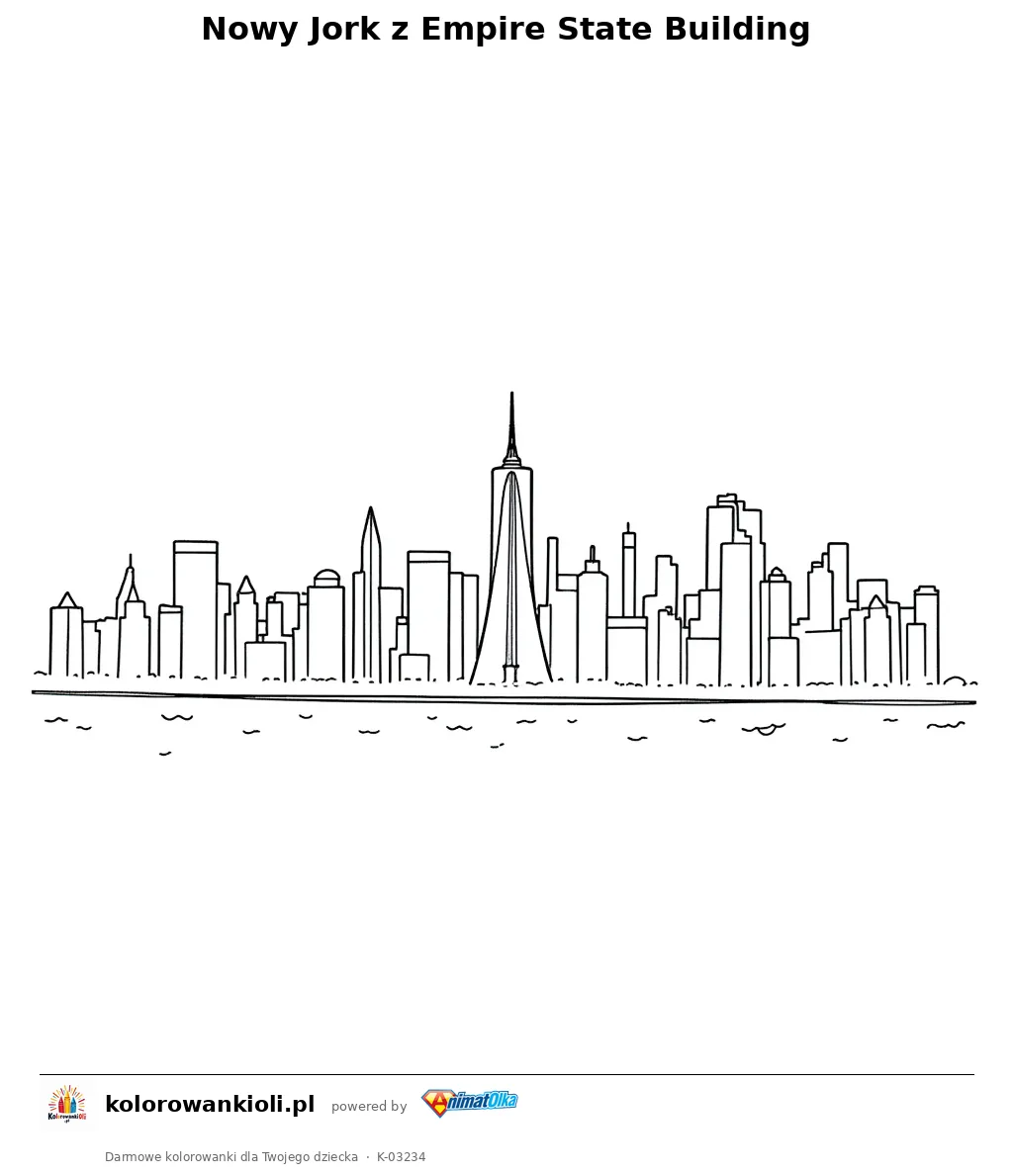 Nowy Jork z Empire State Building — kolorowanka do wydruku dla dzieci