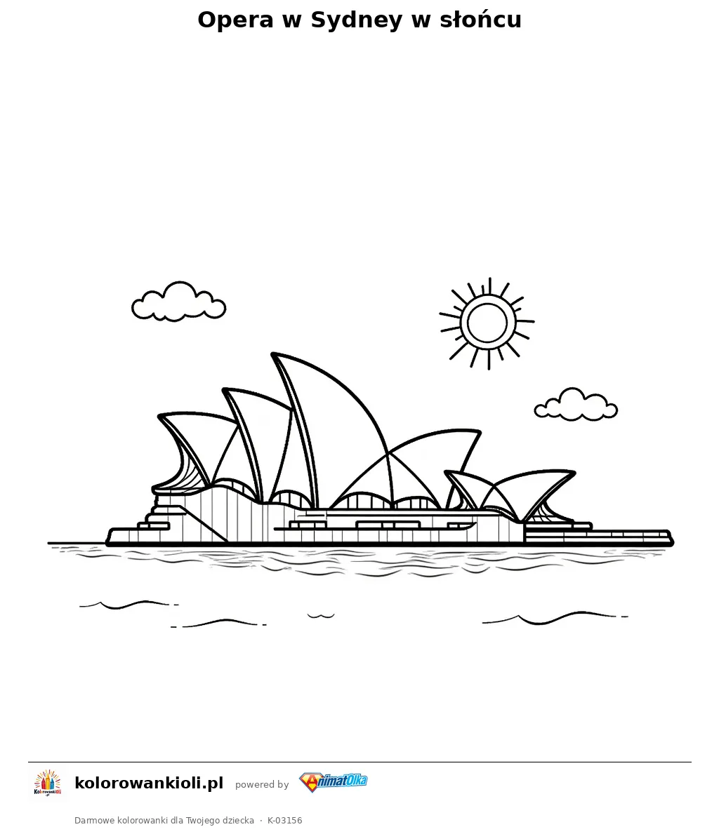 Opera w Sydney w słońcu — kolorowanka do wydruku dla dzieci