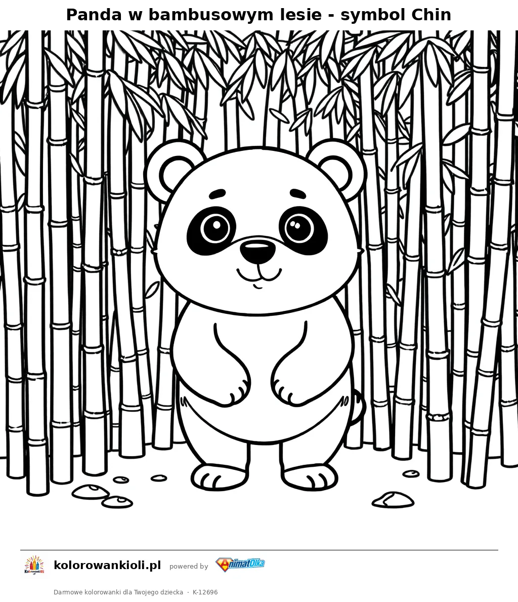 Panda w bambusowym lesie - symbol Chin — kolorowanka do wydruku dla dzieci
