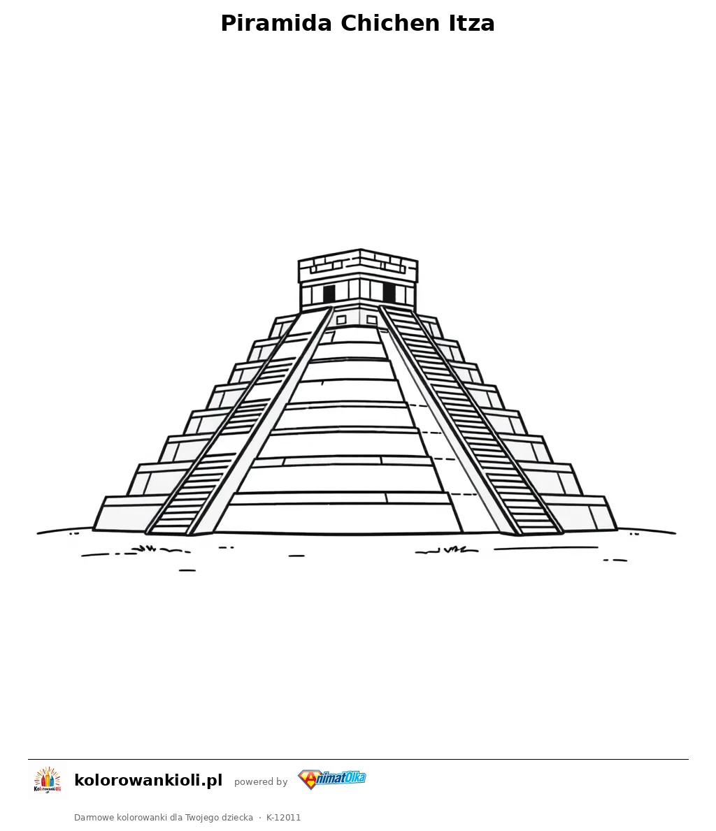 Piramida Chichen Itza — kolorowanka do wydruku dla dzieci