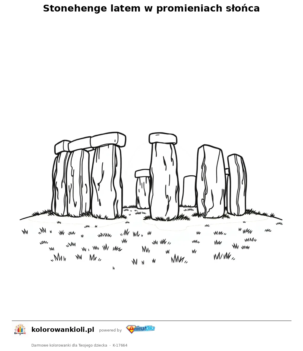 Stonehenge latem w promieniach słońca — kolorowanka do wydruku dla dzieci