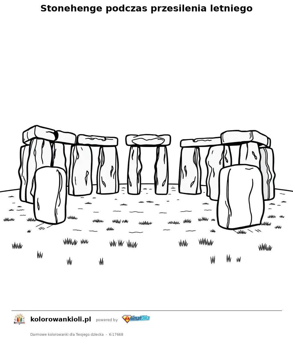 Stonehenge podczas przesilenia letniego — kolorowanka do wydruku dla dzieci