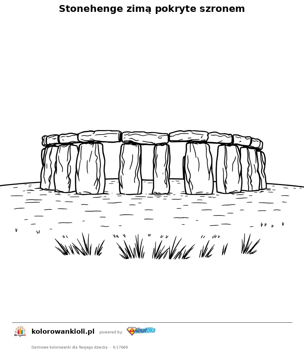 Stonehenge zimą pokryte szronem — kolorowanka do wydruku dla dzieci