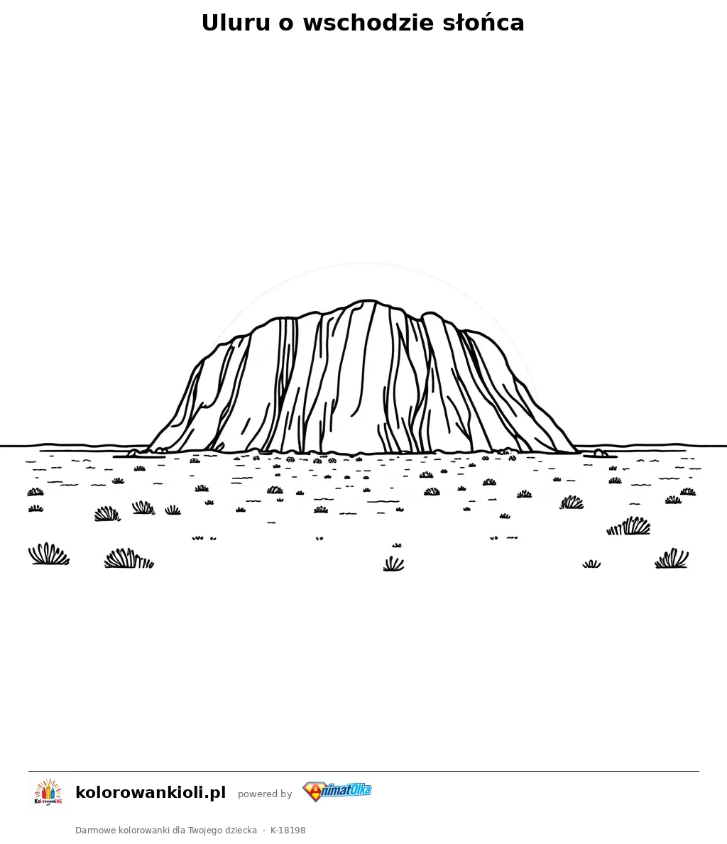 Uluru o wschodzie słońca — kolorowanka do wydruku dla dzieci
