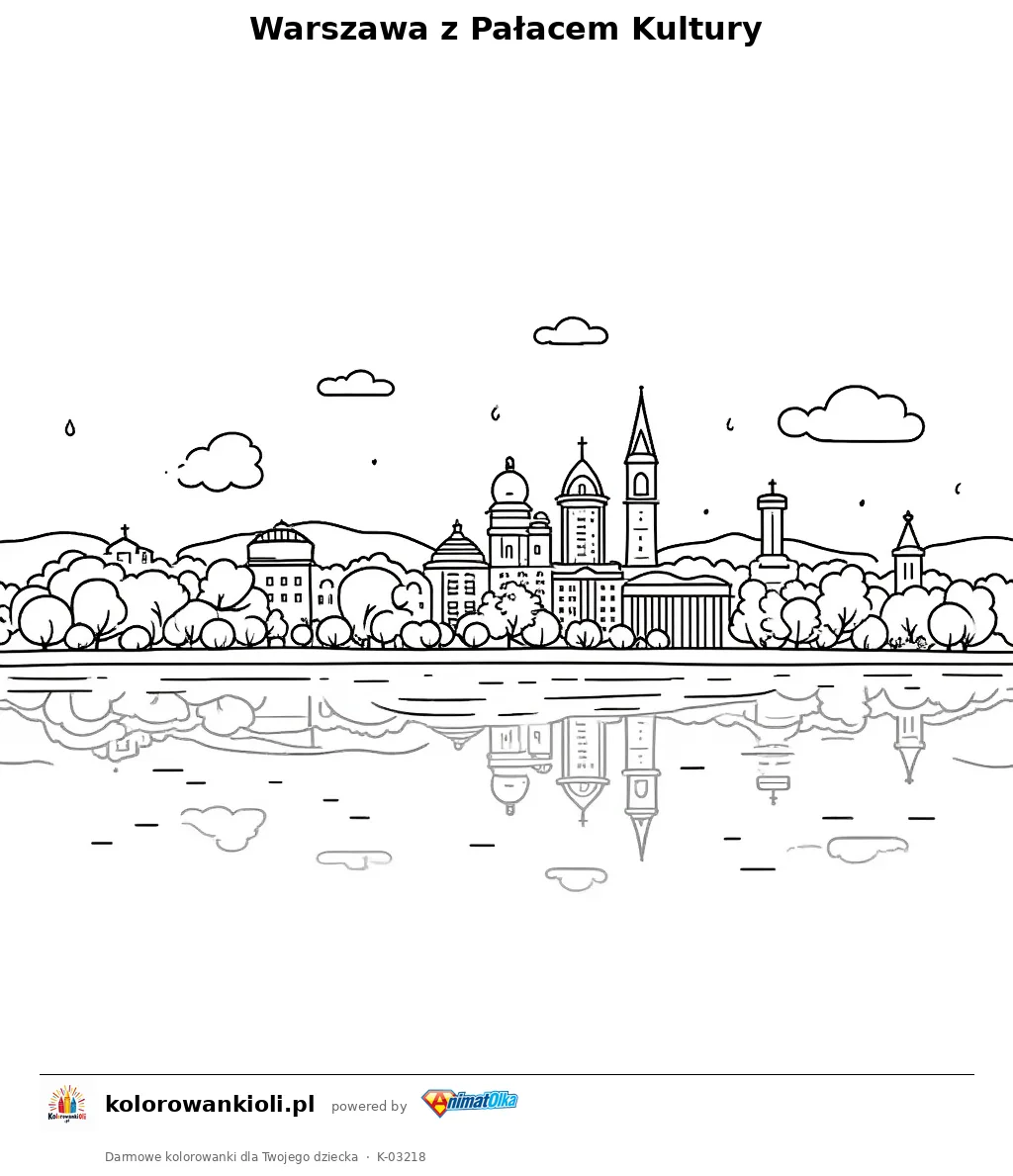 Warszawa z Pałacem Kultury — kolorowanka do wydruku dla dzieci