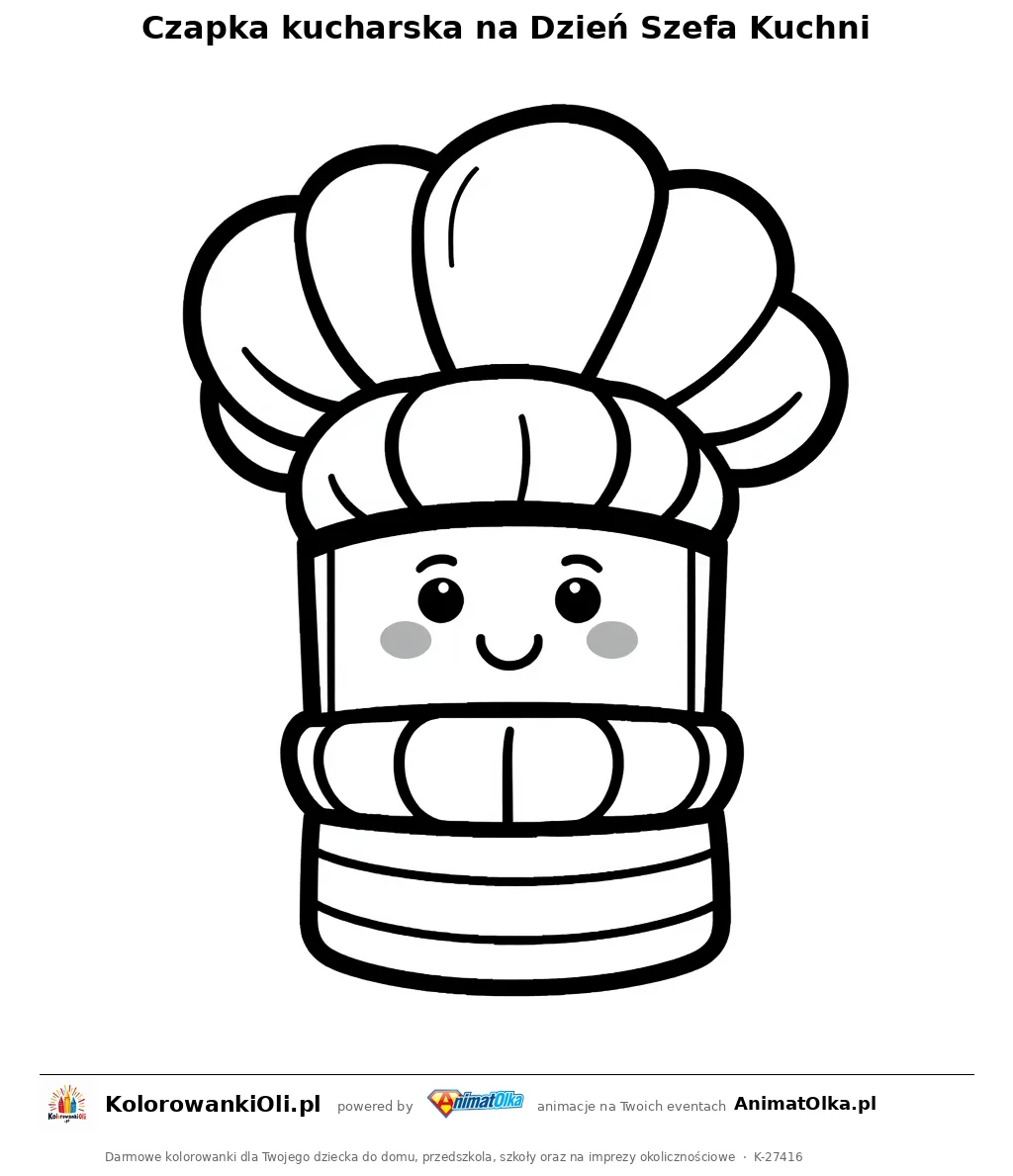Czapka kucharska na Dzień Szefa Kuchni — kolorowanka na Dzień Szefa Kuchni do wydruku