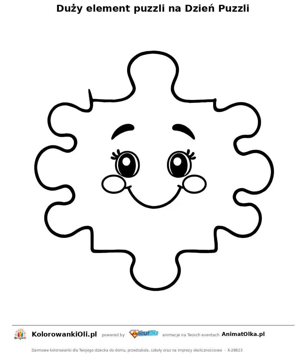 Duży element puzzli na Dzień Puzzli — kolorowanka na Dzień Puzzli do wydruku