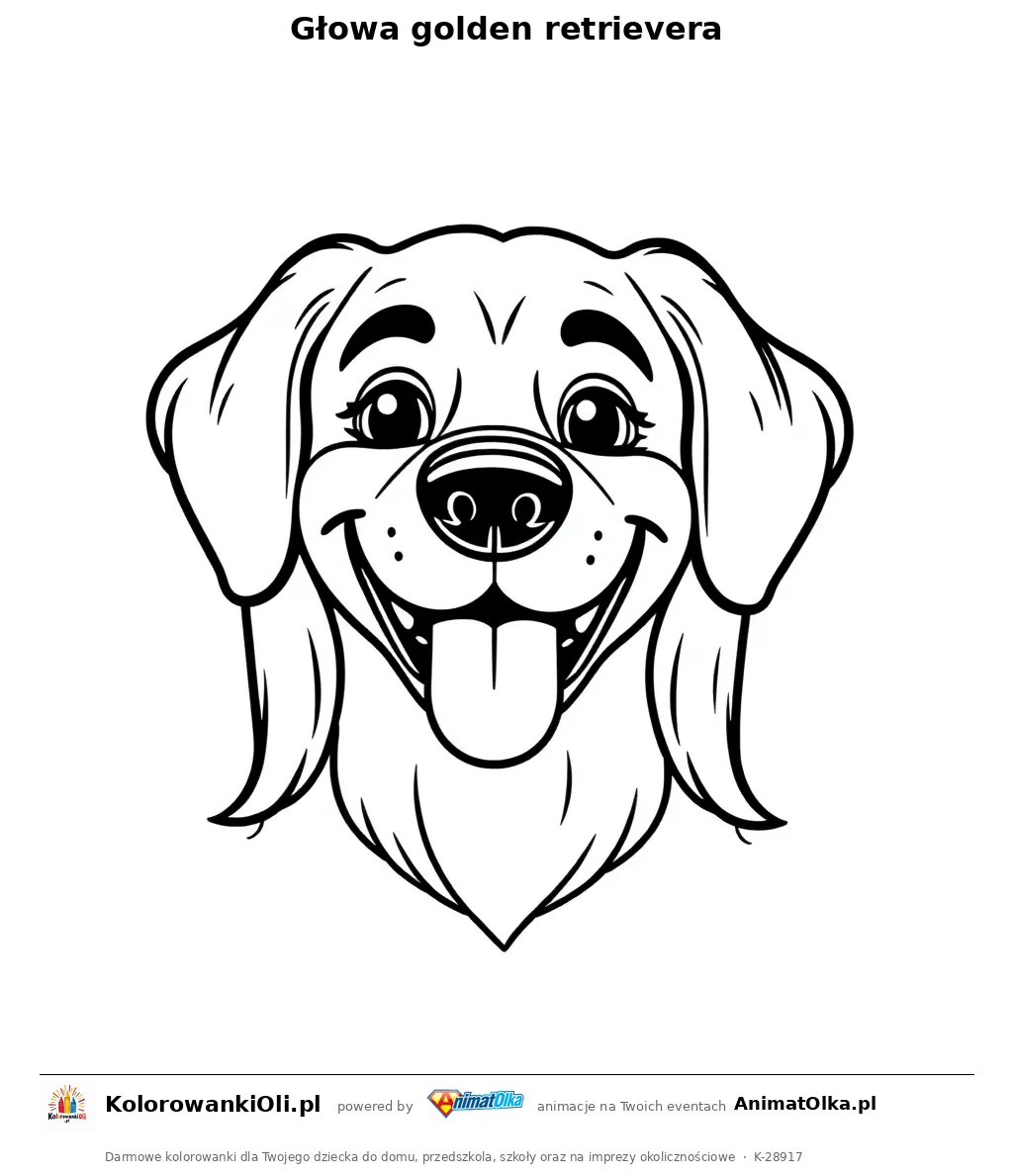 Głowa golden retrievera — kolorowanka na Dzień Golden Retrievera do wydruku