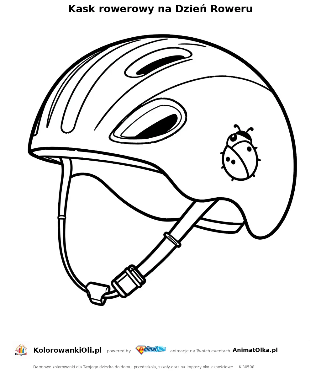 Kask rowerowy na Dzień Roweru — kolorowanka na Dzień Roweru do wydruku