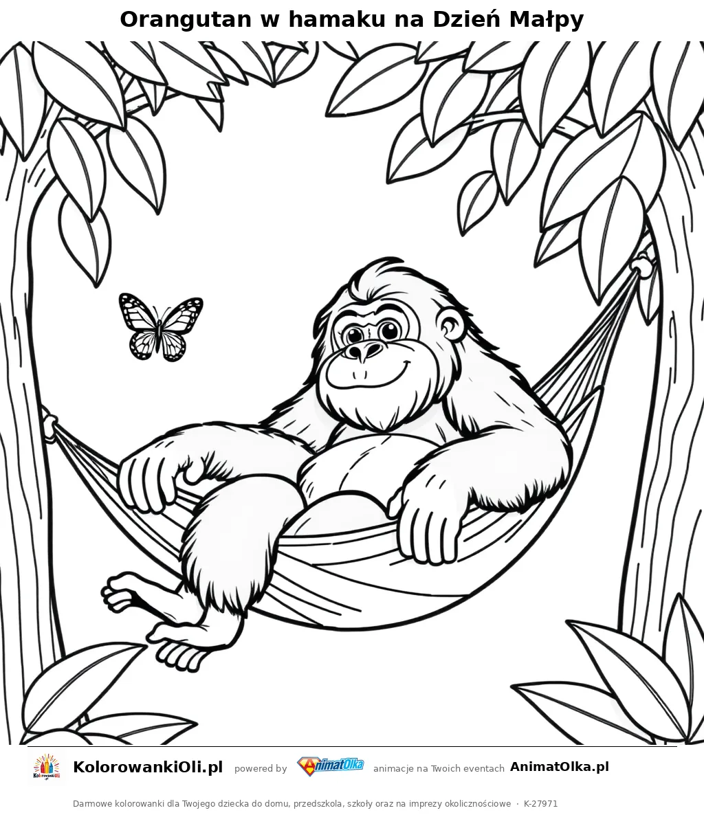 Orangutan w hamaku na Dzień Małpy — kolorowanka na Dzień Małpy do wydruku