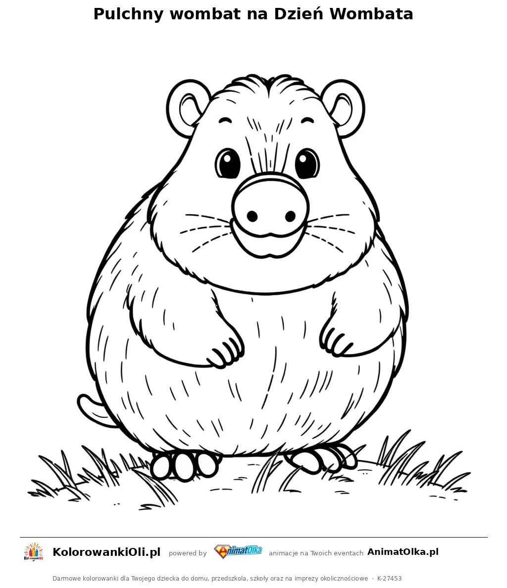 Pulchny wombat na Dzień Wombata — kolorowanka na Dzień Wombata do wydruku