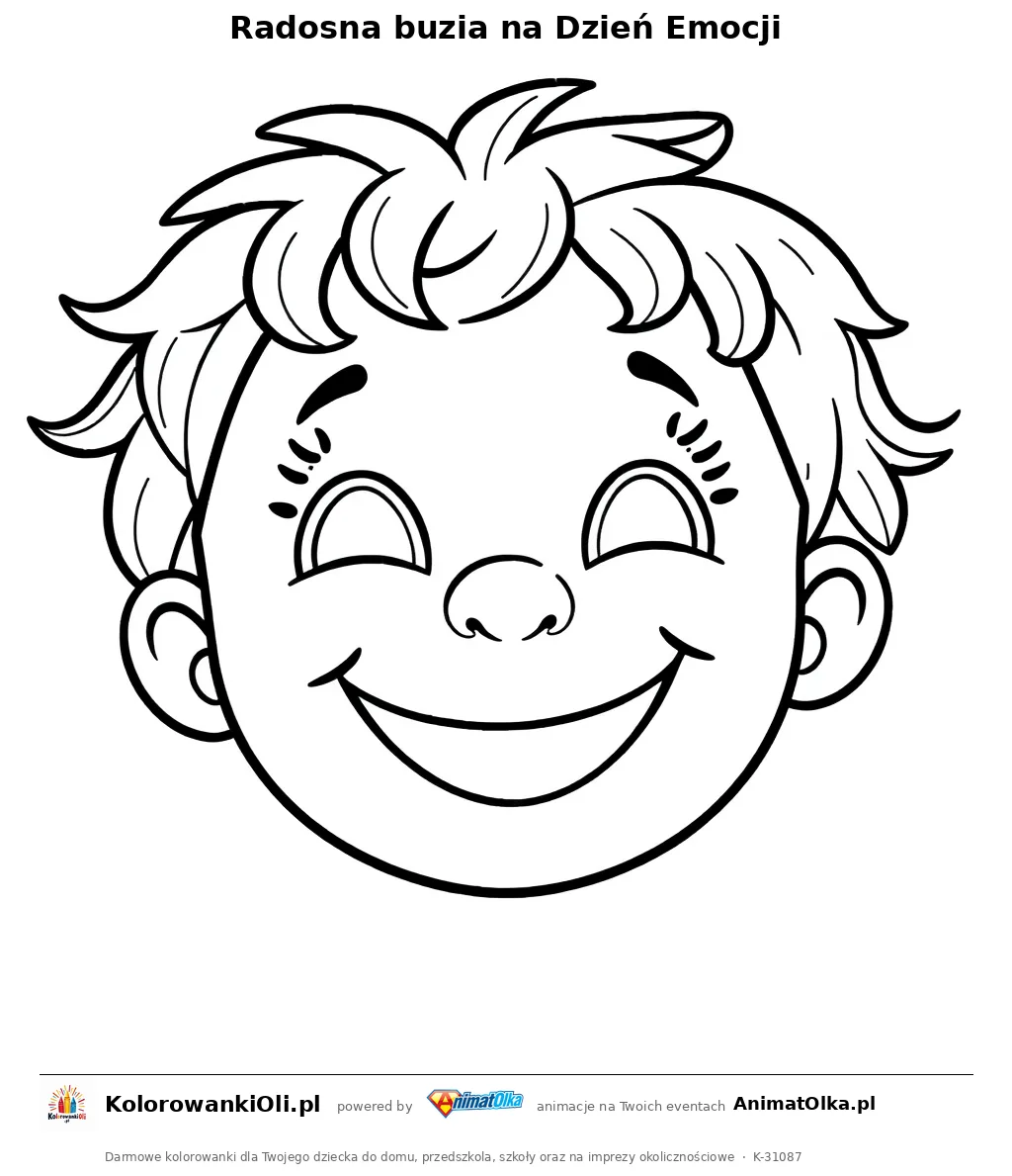 Radosna buzia na Dzień Emocji — kolorowanka na Dzień Emocji do wydruku