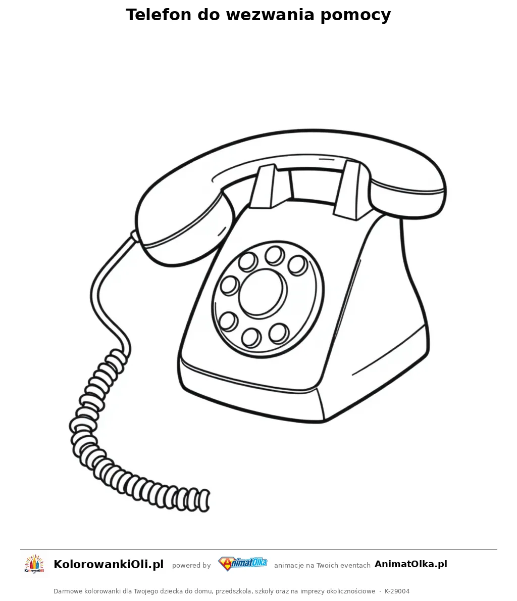 Telefon do wezwania pomocy — kolorowanka na Dzień Numeru Alarmowego do wydruku