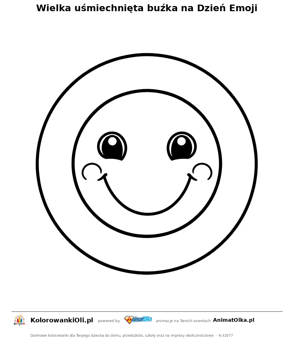 Wielka uśmiechnięta buźka na Dzień Emoji — kolorowanka na Dzień Emoji do wydruku