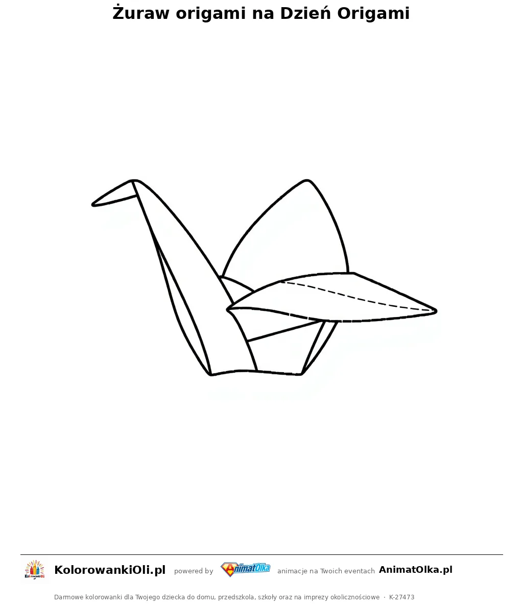 Żuraw origami na Dzień Origami — kolorowanka na Dzień Origami do wydruku