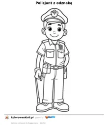Policjant z odznaką — kolorowanka do wydruku dla dzieci
