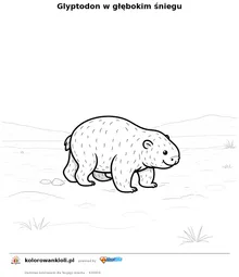 Glyptodon w głębokim śniegu — kolorowanka do wydruku dla dzieci