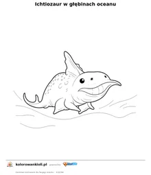 Ichtiozaur w głębinach oceanu — kolorowanka do wydruku dla dzieci