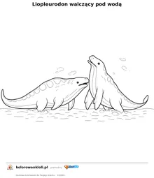 Liopleurodon walczący pod wodą — kolorowanka do wydruku dla dzieci